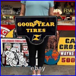 Vintage Style Metal Sign Goodyear Tires NOT Porcelain 22 x 16 Made USA