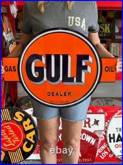 Vintage Style Metal Sign Gulf Gas Oil NOT Porcelain 24x18 Made USA