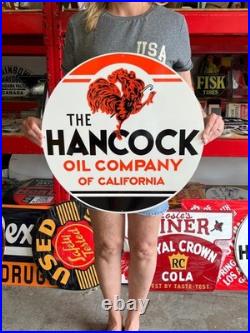 Vintage Style Metal Sign Hancock Gasoline NOT Porcelain 20x20 Made USA