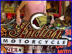 Vintage Style Metal Sign Indian Motorcycles NOT Porcelain 48x24 Made USA
