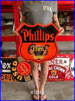 Vintage Style Metal Sign Phillips 66 Ethyl Gas NOT Porcelain 20x20 Made USA