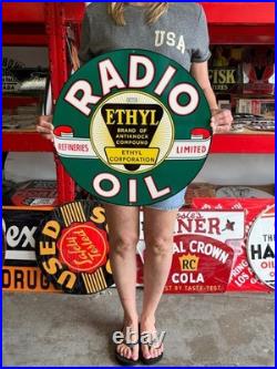 Vintage Style Metal Sign Radio Motor Oil NOT Porcelain 20x20 Made USA