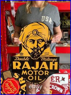 Vintage Style Metal Sign Rajah Motor Oil NOT Porcelain 24x18 Made USA