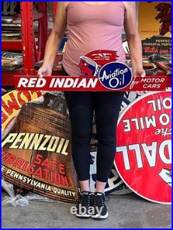 Vintage Style Metal Sign Red Indian Oil NOT Porcelain 34x10 Made in USA