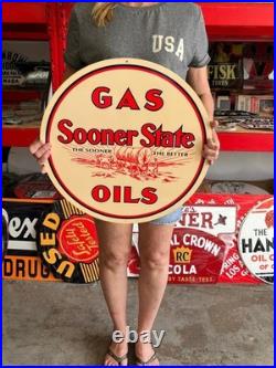 Vintage Style Metal Sign Sooner State Oil NOT Porcelain 20x20 Made USA
