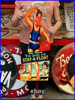 Vintage Style Metal Sign Swimming Pool Float NOT Porcelain 30x12 Made USA