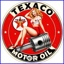 Vintage Style Metal Sign Texaco Pistons Pinup Girl 30x30