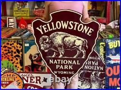 Vintage Style Metal Sign Yellowstone Wyoming NOT Porcelain 30x25 Made USA