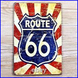 Vintage Style Route 66 Advertisement Decorative Metal Tin Sign Wall Sign