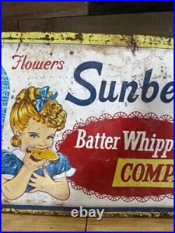 Vintage Sunbeam Bread Batter Whipped Advertising Metal Sign