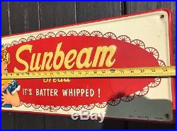 Vintage Sunbeam Bread Embossed Metal Sign Marked AM 4-62 USA Original