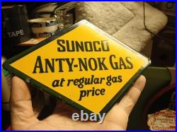 Vintage Sunoco Gasoline Porcelain Metal Sign Automobile Dealer Advertising