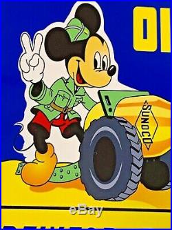 Vintage Sunoco Oil Mickey Mouse 12 Metal Gasoline Sign Walt Disney Gas Station