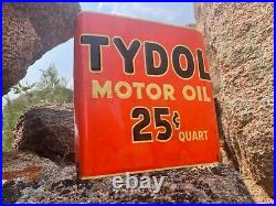 Vintage TYDOL MOTOR OIL 25Cent Quart Display Big Shelf Rack Metal Bumper Sign