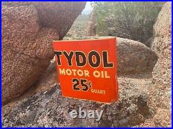 Vintage TYDOL MOTOR OIL 25Cent Quart Display Big Shelf Rack Metal Bumper Sign