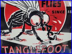Vintage Tanglefoot Porcelain Sign Old 1947 Michigan Flypaper Hardware Bug Tool