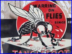 Vintage Tanglefoot Porcelain Sign Old 1947 Michigan Flypaper Hardware Bug Tool