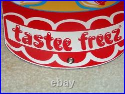 Vintage Tastee Freeze Ice Cream 10.5 Porcelain Metal Freez, Gasoline & Oil Sign