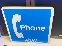 Vintage Telephone Metal Flange Signs (lot Of 2) Never Used (nos) Large & Small