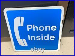 Vintage Telephone Metal Flange Signs (lot Of 2) Never Used (nos) Large & Small