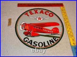 Vintage Texaco Airplane Gasoline 11 3/4 Porcelain Metal Rare Double Sided Sign
