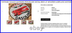 Vintage Texaco Airplane Gasoline 11 3/4 Porcelain Metal Rare Double Sided Sign