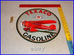 Vintage Texaco Airplane Gasoline 11 3/4 Porcelain Metal Rare Double Sided Sign