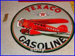 Vintage Texaco Airplane Gasoline 11 3/4 Porcelain Metal Rare Double Sided Sign