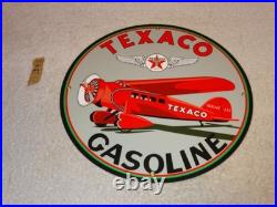 Vintage Texaco Airplane Gasoline 11 3/4 Porcelain Metal Rare Double Sided Sign