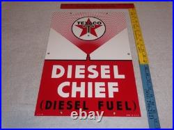 Vintage Texaco Diesel Chief Fuel Sprayer 18 Porcelain Metal Gasoline & Oil Sign