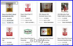 Vintage Texaco Diesel Chief Fuel Sprayer 18 Porcelain Metal Gasoline & Oil Sign