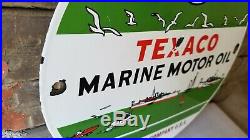 Vintage Texaco Gasoline Porcelain Metal Marine Motor Oil Service Pump Plate Sign