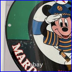 Vintage Texaco Porcelain Mickey Mouse Marine Petrol Gasoline Enamel Metal Sign