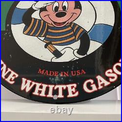 Vintage Texaco Porcelain Mickey Mouse Marine Petrol Gasoline Enamel Metal Sign
