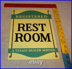 Vintage Texaco Restroom Bathroom Dealer 12 Porcelain Metal Gasoline & Oil Sign