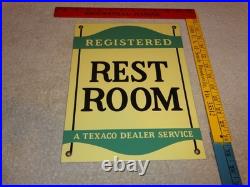 Vintage Texaco Restroom Bathroom Dealer 12 Porcelain Metal Gasoline & Oil Sign