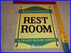 Vintage Texaco Restroom Bathroom Dealer 12 Porcelain Metal Gasoline & Oil Sign