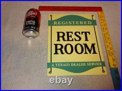 Vintage Texaco Restroom Bathroom Dealer 12 Porcelain Metal Gasoline & Oil Sign
