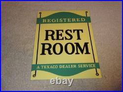 Vintage Texaco Restroom Bathroom Dealer 12 Porcelain Metal Gasoline & Oil Sign