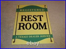 Vintage Texaco Restroom Bathroom Dealer 12 Porcelain Metal Gasoline & Oil Sign