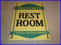 Vintage Texaco Restroom Bathroom Dealer 12 Porcelain Metal Gasoline & Oil Sign