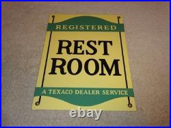Vintage Texaco Restroom Bathroom Dealer 12 Porcelain Metal Gasoline & Oil Sign