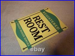 Vintage Texaco Restroom Bathroom Dealer 12 Porcelain Metal Gasoline & Oil Sign