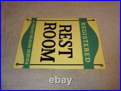Vintage Texaco Restroom Bathroom Dealer 12 Porcelain Metal Gasoline & Oil Sign