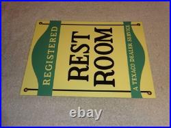 Vintage Texaco Restroom Bathroom Dealer 12 Porcelain Metal Gasoline & Oil Sign