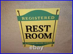 Vintage Texaco Restroom Bathroom Dealer 12 Porcelain Metal Gasoline & Oil Sign