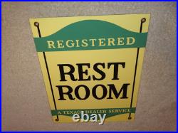 Vintage Texaco Restroom Bathroom Dealer 12 Porcelain Metal Gasoline & Oil Sign