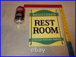Vintage Texaco Restroom Bathroom Dealer 12 Porcelain Metal Gasoline & Oil Sign