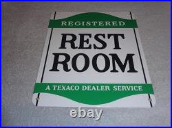 Vintage Texaco Restroom Registered Men & Woman 12 Porcelain Metal Gasoline Sign