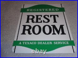 Vintage Texaco Restroom Registered Men & Woman 12 Porcelain Metal Gasoline Sign